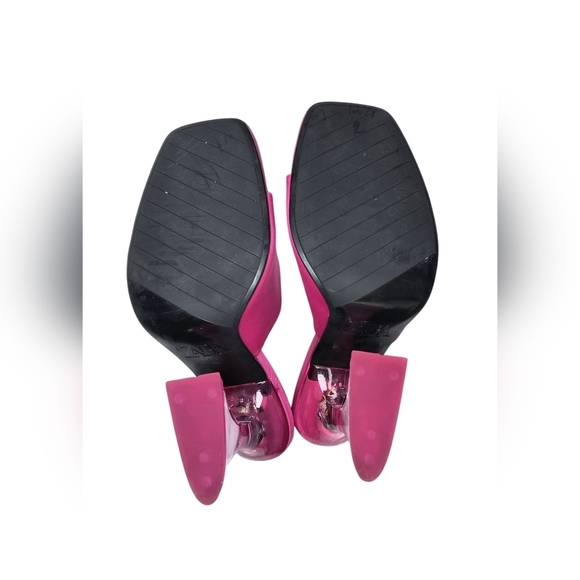 Zara Pink Methacrylate Vibrant Minimalist Style Heeled Satin Sandals 38/7.5 - Picture 6 of 9